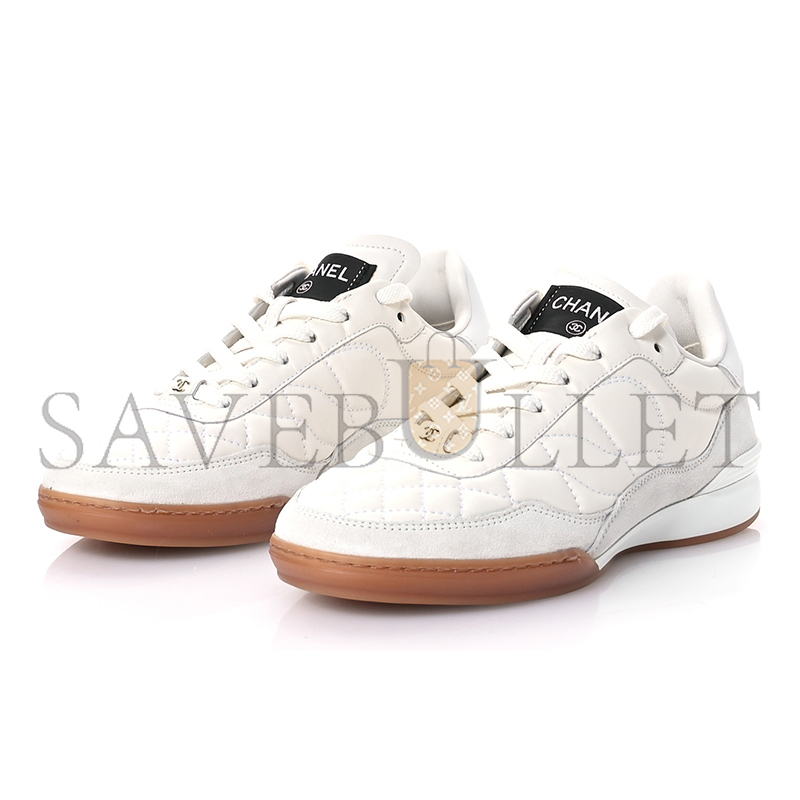 CHANEL SUEDE CALFSKIN QUILTED SNEAKERS 36 G45336